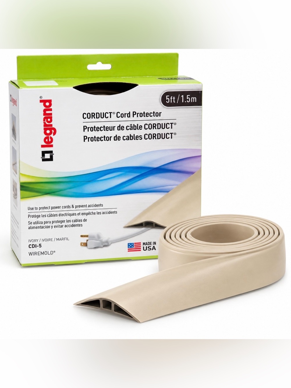 Legrand CDB-005 Overfloor Cord Protector
5 ft L X 2-1/2 in W X 7/16 in BROWN col